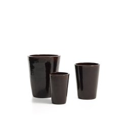 Rotja set of 3 terracotta planters with glazed garnet finish Ø 26 / 35 / 47 cm