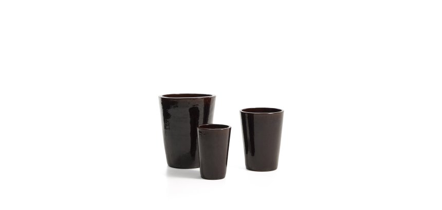 Rotja set of 3 terracotta planters with glazed garnet finish Ø 26 / 35 / 47 cm