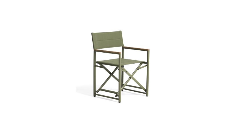 DE_Chaise pliable d’extérieur Tisno en aluminium vert et textilène vert