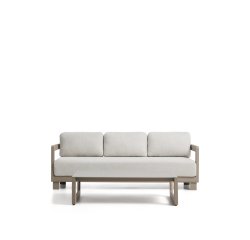 Nerano set with 3-seater sofa and coffee table in taupe aluminium