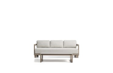Nerano set with 3-seater sofa and coffee table in taupe aluminium