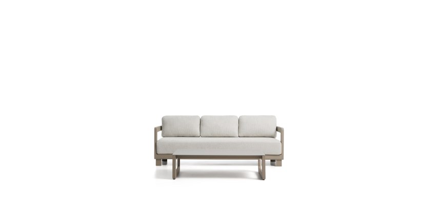 Nerano set with 3-seater sofa and coffee table in taupe aluminium