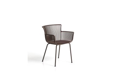 Surpika outdoor chair with brown steel legs