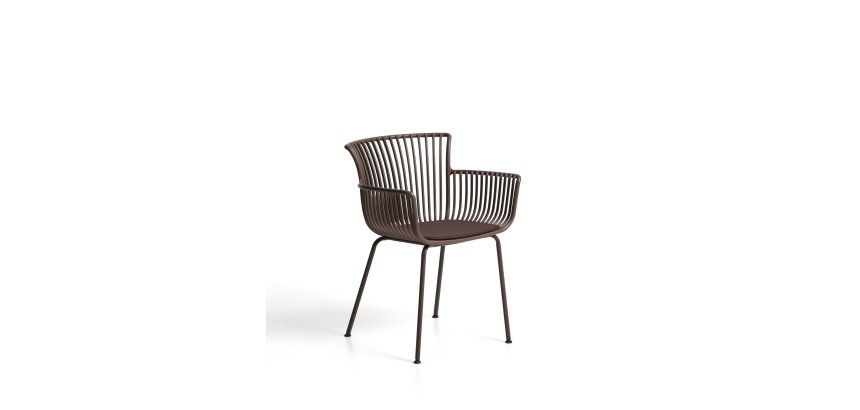 DE_Chaise d’extérieur Surpika avec pieds en acier marron