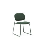 Chaise empilable Meli en chenille verte et pieds en métal vert FSC Mix Credit