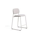Tabouret empilable Meli en chenille beige et pieds en métal beige H.65 cm