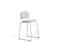 Stackable Meli stool in beige chenille and beige metal legs H.65 cm