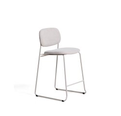 Tabouret empilable Meli en chenille beige et pieds en métal beige H.65 cm