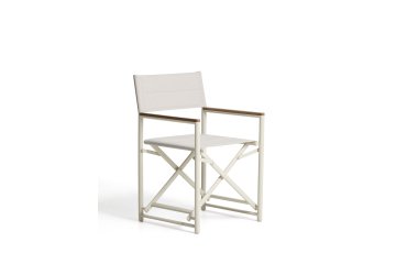Chaise pliable d’extérieur Tisno en aluminium taupe et textilène taupe