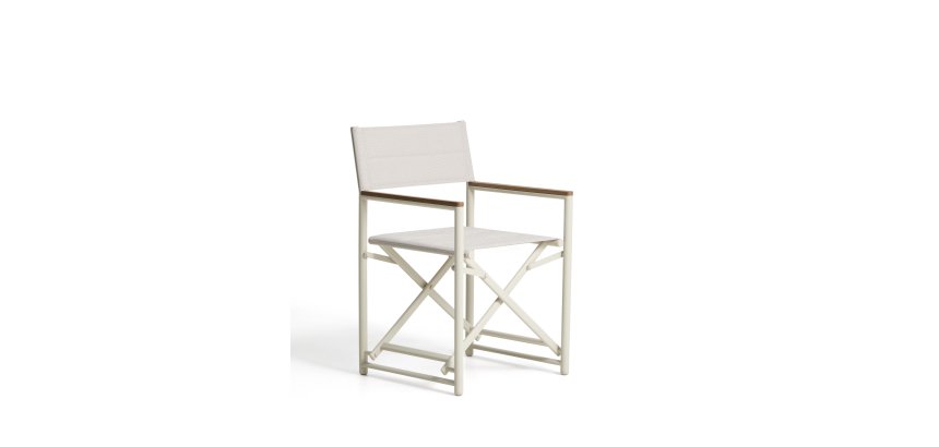 Chaise pliable d’extérieur Tisno en aluminium taupe et textilène taupe