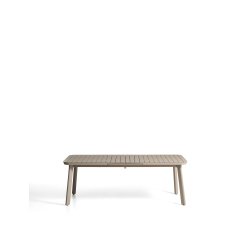 Izola extendable outdoor table in aluminium with taupe finish 220 (280) x 100 cm