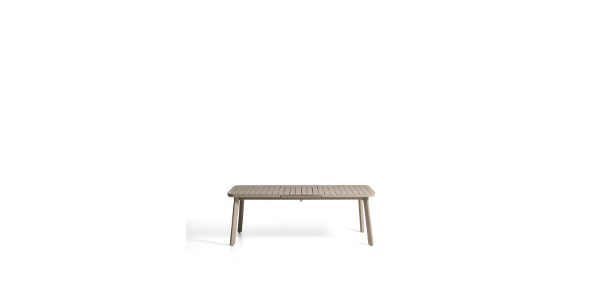 Izola extendable outdoor table in aluminium with taupe finish 220 (280) x 100 cm