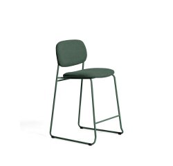 Tabouret empilable Meli en chenille verte et pieds en métal vert FSC Mix Credit 65 cm