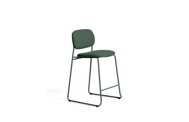 Meli stackable stool in green chenille with green metal legs FSC Mix Credit 65cm