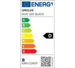 Lampe de bureau led Unilux duo noir prise europe