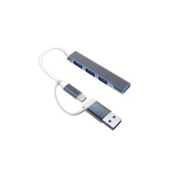 Hub USB Moxie HUB USB-C 4 EN 1 AVEC ADAPTATEUR USB-C FEMELLE VERS USB-A MALE
