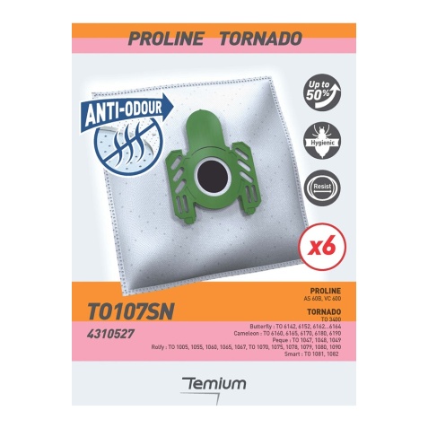 Sac aspirateur Temium TO107SN ANTI-ODEUR 6 SACS