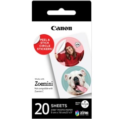 Papier d'impression Canon Papier rond prédécoupé Zink pour Zoemini (40 stickers)