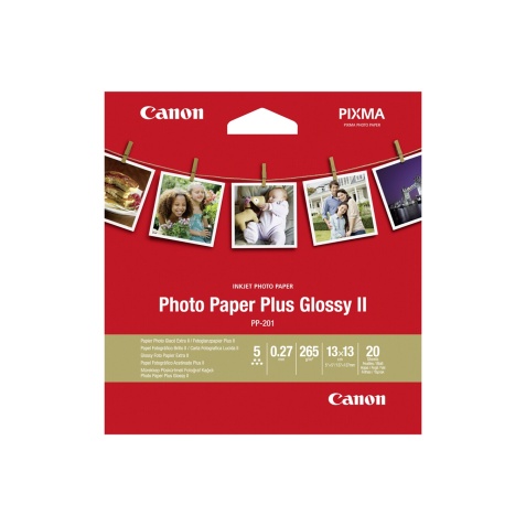 Papier d'impression Canon Papier photo glacé Extra II PP-201 13 x 13 cm -20 Feuilles - 265g/m²