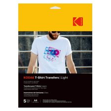 Papier d'impression Kodak Papier transfert textile clair t-shirt, 5 feuilles, compatible avec toutes les imprimantes à jet d''encre