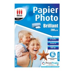 Papier d'impression Micro Appli Papier Photo Brillant A4 -  Eco pack - 20 Feuilles - 200 g/m²