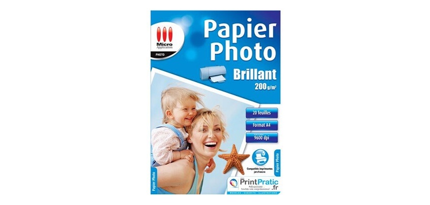 Papier d'impression Micro Appli Papier Photo Brillant A4 -  Eco pack - 20 Feuilles - 200 g/m²