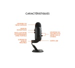 Microphone Blue Microphones USB Yeti Noir, Plug & Play sur PC et Mac