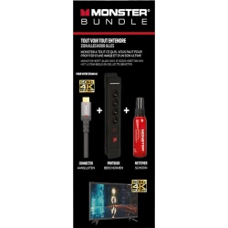 Câble et Connectique Monster Cable PACK HDMI 4K 22,5 GBPS CABLE HDMI 2.0 1,8 M+ PARAFOUDRE 4 PRISES + KIT DE NETTOYAGE ECRAN 60 ML