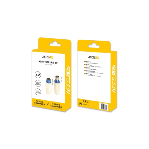 Accessoire TV vidéo Accsup FICHES ANTENNE TV COAXIALE MALE + FEMELLE 9,52 MM