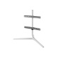 Support mural pour écran plat One For All sur pied pour meuble / TV Stand Design Table Top - Light/Silver - Orientable 180 - VESA 400 - 32/70'''' - Pour TV OLED, QLED, LED max 40kgs - Hauteur reglable - Support de barre de son - Gestion des cables - Rembourrage anti-rayures.