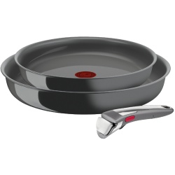 Batterie de cuisine Tefal SET POELES 24/28 CM + 1 POIGNEE AMOVIBLE GRIS HIPPO PREMIUM INGENIO RENEW INDUCTIONL2629202