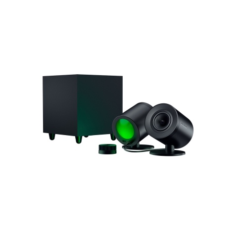 Enceinte PC Razer NOMMO V2 PRO - systeme de haut-parleurs gaming a large bande qui comprend un caisson de basses sans fil et le Razer Wireless Control Pod