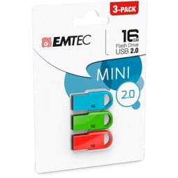 Clé USB Emtec Pack de 3 mini clés USB 2.0 D250 16 Go