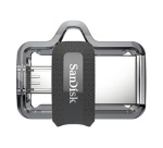 SanDisk Ultra Dual m3.0 lecteur USB flash 64 Go USB Type-A / Micro-USB 3.2 Gen 1 (3.1 Gen 1) Noir, Argent, Transparent