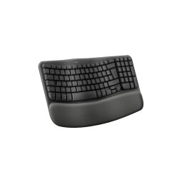 Clavier Logitech Wave Keys clavier ergonomique sans fil, repose-poignets rembourre, frappe naturelle et confortable, Easy-Switch, Bluetooth, recepteur Logi Bolt, multi-SE, Windows/Mac