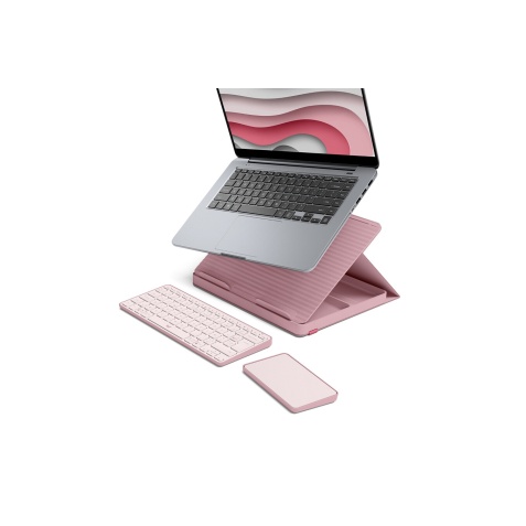 Clavier Logitech Casa Pop-Up Desk Rose, support, clavier sans fil, pavé tactile