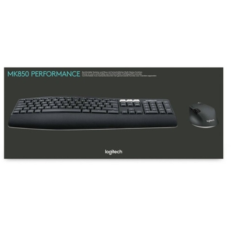 Logitech 920-008225 toetsenbord Inclusief muis Universeel RF-draadloos + Bluetooth AZERTY Belgisch Zwart