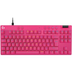 Clavier Logitech G PRO X TKL RAPID, gaming filaire sans pave numerique avec touches analogiques magnetiques, RVB - Rose