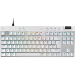 Clavier Logitech G PRO X TKL RAPID, gaming filaire sans pave numerique avec touches analogiques magnetiques, RVB - Blanc