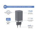Chargeur pour téléphone mobile Force Power Chargeur Secteur GAN 1 Port C 65W Gris
