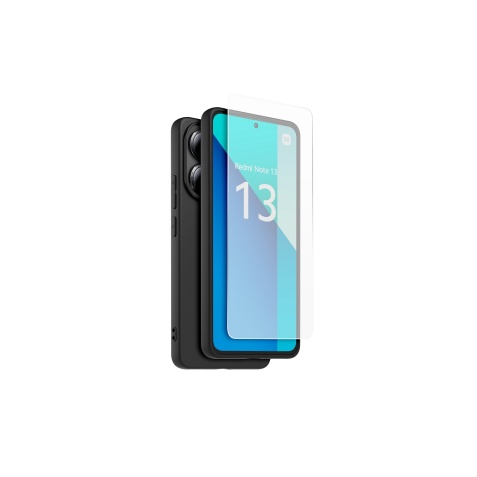 Coque et étui téléphone mobile Made For Xiaomi Pack Coque arriere semi-rigide noir & Protege-ecran en verre trempe pour Redmi Note 13 4G