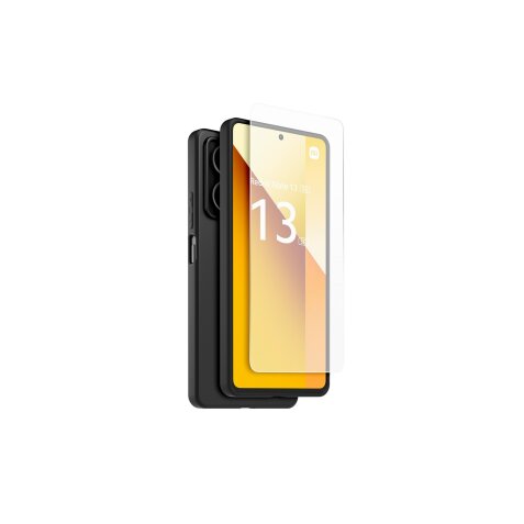 Coque et étui téléphone mobile Made For Xiaomi Pack Coque arriere semi-rigide noir & Protege-ecran en verre trempe pour Redmi Note 13 5G