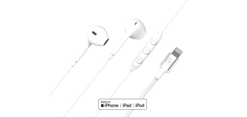 Oreillette et Kit mains-libres Force Play Force Play Kit piéton Bouton Lightning Blanc