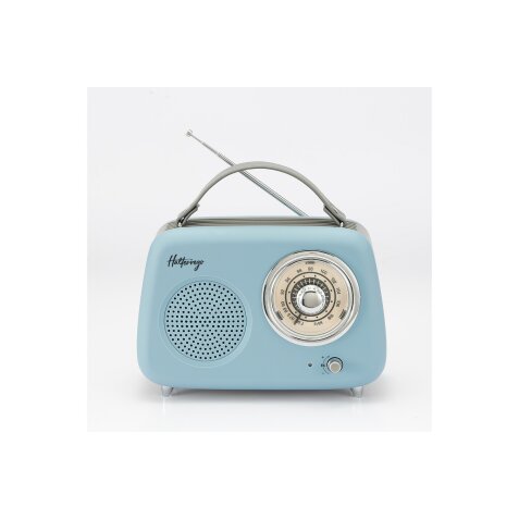 Radio Halterrego Enceinte/Radio retro RMS 5W, Bluetooth, Radio FM, lecteur USB, Aux IN, Batterie rechargeable, Bleu gris