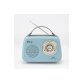 Radio Halterrego Enceinte/Radio retro RMS 5W, Bluetooth, Radio FM, lecteur USB, Aux IN, Batterie rechargeable, Bleu gris