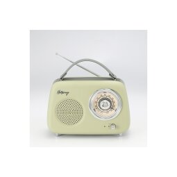 Radio Halterrego Enceinte/Radio retro RMS 5W, Bluetooth, Radio FM, lecteur USB, Aux IN, Batterie rechargeable, vert olive