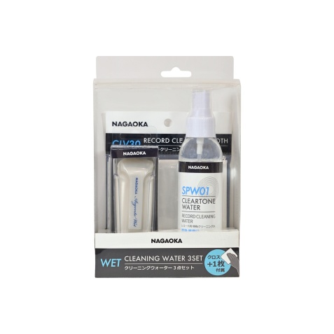 Accessoire platine vinyle Nagaoka Kit de nettoyage CTW-SET1 pour disques vinyles : Cleartone water SPW01, chiffon CLV30 et brosse velours WCL-111