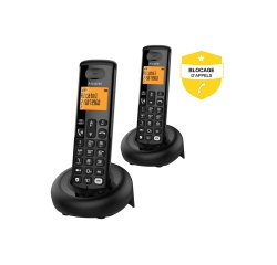 Téléphone sans fil Alcatel Pack Duo E260 Noir avec Repondeur et Fonction Blocage Appels Publicitaires