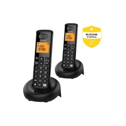 Téléphone sans fil Alcatel Pack Duo E260 Noir avec Repondeur et Fonction Blocage Appels Publicitaires