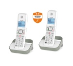 Téléphone sans fil Alcatel Pack Duo F 860 Duo avec fonction blocage des appels publicitaires blanc gris